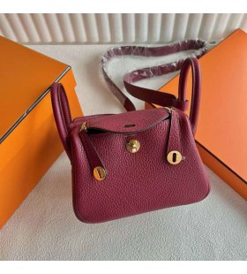 Mini Lindy Clemence K1 rosso Granato Oro Hardware 19cm Pieno fatto a Mano Ghw