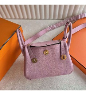 Mini Lindy Clemence X9 Malva viola Hardware Oro 19cm Pieno fatto a Mano Ghw