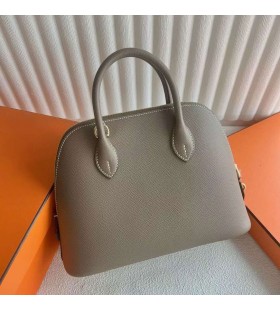 Bolide Epsom Ck18 Etoupe Grigio Hardware Oro 25cm Pieno fatto a Mano Ghw