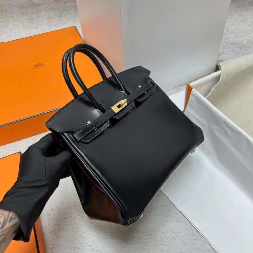 Birkin Boxcalf Ck89ブラックゴールドハードウェアGhw25cm完全に手作り