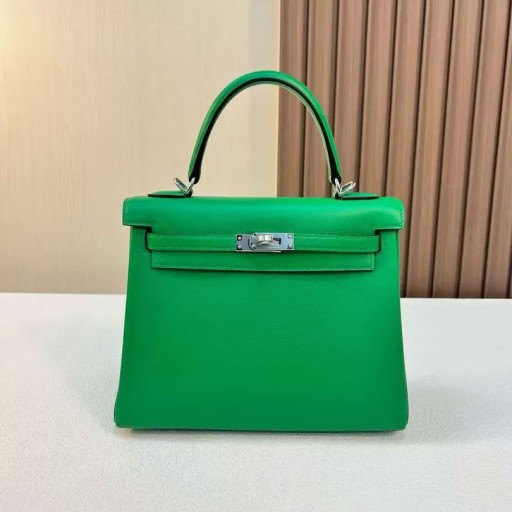 ケリーの迅速なk1竹の緑の銀色のハードウェア25cm完全に手作りPhw