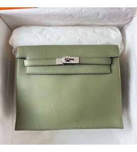 Kelly danse Evercolor第1四半期Sage緑の銀色のハードウェアPhw22cm完全に手作り