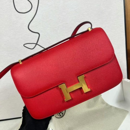 Constance elan Epsom 5 Lyse rødt Gull Hardware Ghw 26cm Full Håndlaget