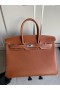 Birkin Barenia Golden Sølv Maskinvare PHW 35 cm Full Håndlaget