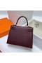 Kelly Epsom ck57 Bordeaux rød Rose gold Hardware 25 cm Full Håndlaget
