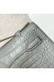 Mini pochette Alligator matt ck80 gris pearl Silver Hardware Phw 22cm Full Håndlaget