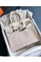 Birkin Semsket skinn & Swift Taro farge og Kremet hvit Sølv Maskinvare 25 cm Full Håndlaget