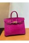 Birkin skinnende alligator krokodille j5 Deep Purple, pink Gold Hardware 25 cm Full Håndlaget Ghw