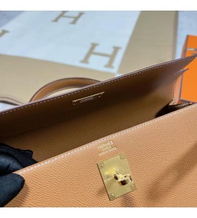 Kelly Epsom Ck37 Golden Brown Gold Hardware Ghw 32cm Full Håndlaget