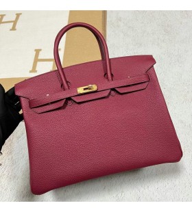 Birkin Togo K1 granateple rødt Gull Hardware 35 cm Full Håndlaget