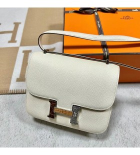 Constance Epsom i2 Kremet hvit krokodille+Lizard Spenne 18cm Full HÃ¥ndlaget