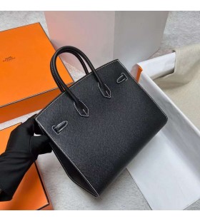 Birkin Sellier Epsom Ck89 Svart S&Atilde;&cedil;lv Maskinvare Phw 25 cm Full H&Atilde;&yen;ndlaget