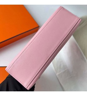 Mini Kelly Pochette Swift 3Q Rosa & i2 Kremet Hvit Sølv Maskinvare Phw 22cm Full Håndlaget