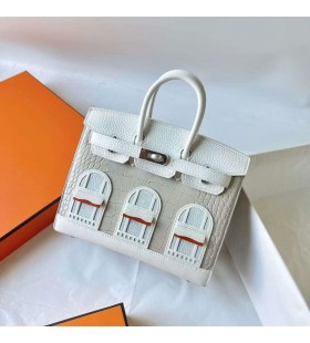 Birkin poser Togo & Niloticus Hvit Sølv Maskinvare 20cm Full Håndlaget Phw