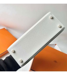 Kelly Epsom 01 Rent Hvitt Gull Hardware 25 cm Full HÃ¥ndlaget Ghw