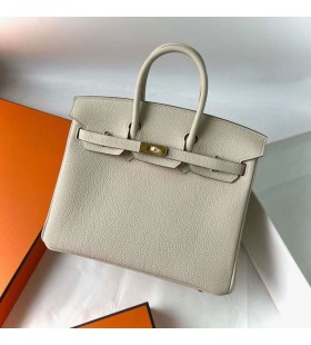 Birkin Togo Ck10 Kremet Hvitt Gull Hardware 25 cm Full Håndlaget Ghw