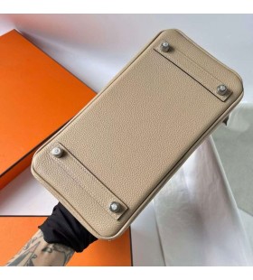 Birkin Togo S2 Lys Khaki & 8w leppestift rosa Sølv Maskinvare 25 cm Full Håndlaget Phw