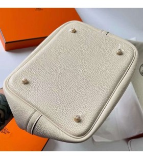 Picotin Clemence TC Skinn I2 Krem Hvitt Gull Hardware 18cm Full HÃ¥ndlaget Ghw