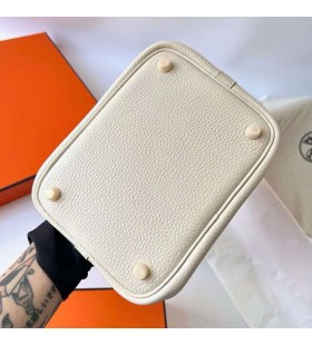 Picotin Clemence TC Skinn CK10 Melk Hvitt Gull Hardware 18cm Full HÃ¥ndlaget Ghw