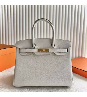 Birkin Togo 8L Is Hvitt Gull Hardware 30cm Full HÃ¥ndlaget Ghw