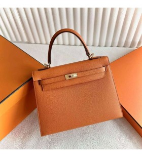 Kelly Epsom Ck93 Orange Gull Hardware 25 cm Full HÃ¥ndlaget Ghw