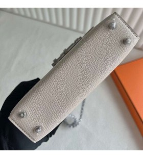 Verrou Chevre Ck10 Krem Hvit Sølv Maskinvare 17.5 cm Full Håndlaget Phw