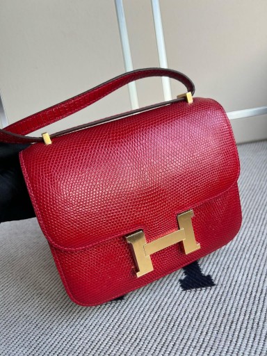 Constance Lizard Q5 bright red Gold Hardware GHW 18cm Full Handmade