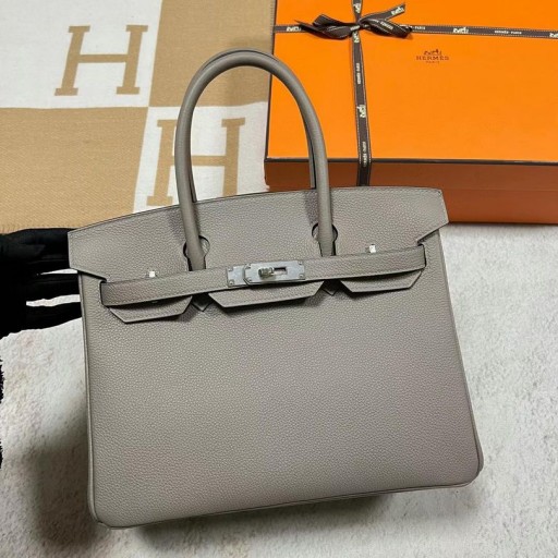 Birkin Togo M8 gris ashpite Srebrne Okucia Phw 30 cm Całkowicie Ręcznie