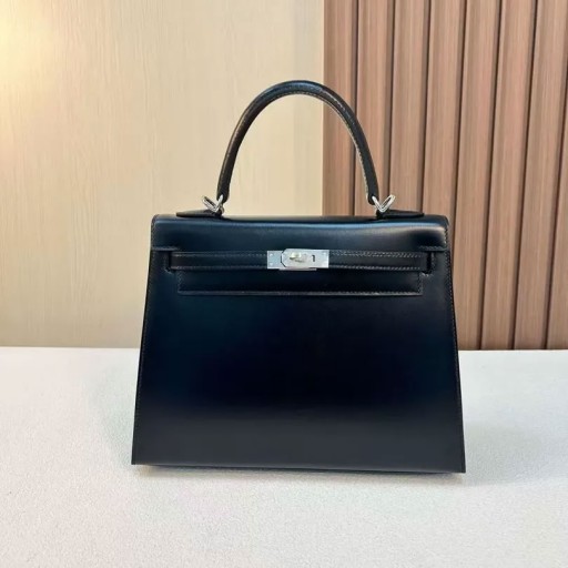 Kelly Box Ck89 Czarna Srebrne Okucia 25 cm Pełna Ręczna Robota Phw