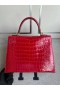 Kelly genialny aligator krokodyl Ck53 Jasno-czerwona Złote Okucia GHW 25 cm Całkowicie Ręcznie