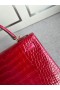 Kelly genialny aligator krokodyl Ck53 Jasno-czerwona Złote Okucia GHW 25 cm Całkowicie Ręcznie