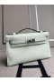 Mini-Kelly Pochette Swift 0S Jasno-zielona Srebrne Okucia 22 cm Całkowicie Ręcznie