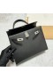 Kelly Epsom Ck89 Czarna Srebrne Okucia Phw 25 cm Całkowicie Ręcznie