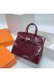 Birkin Genialny Krokodyl Nilo Ck57 Bordeaux czerwony, Srebrne Okucia Phw 25 cm Pełna Ręczna Robota