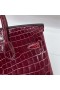 Birkin Genialny Krokodyl Nilo Ck57 Bordeaux czerwony, Srebrne Okucia Phw 25 cm Pełna Ręczna Robota