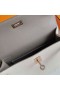 Mini Kelly Pochette Swift Ck10 Cream White & M8 Grey Rose Gold Hardware 22cm Full Handmade Rghw