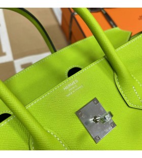 Okucia Birkin Epsom 6R kiwi green Silver Phw 35 cm CaÅkowicie RÄcznie