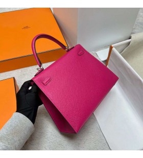 Kelly Epsom 0D Różowo-Srebrne Okucia Phw 25 cm CaÅkowicie RÄcznie