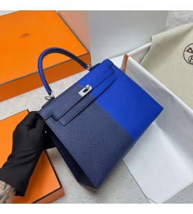 Kelly Epsom Ck73 Gem Blue & O8 Jasno-Niebieski i ZÅoty BrÄ
zowy Srebrny Okucia Phw 25 cm CaÅkowicie RÄcznie