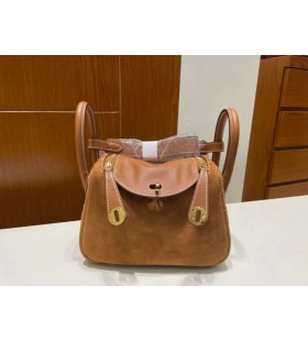 Mini Lindy Suede & Swift Ck37 ZÅoto-BrÄ
zowa ZÅote Okucia Ghw 19 cm CaÅkowicie RÄcznie