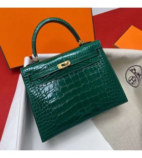 Kelly Genialny Aligator Krokodyl 6Q jadeitowa zieleÅ ZÅote Okucia Ghw 25 cm PeÅna RÄczna Robota