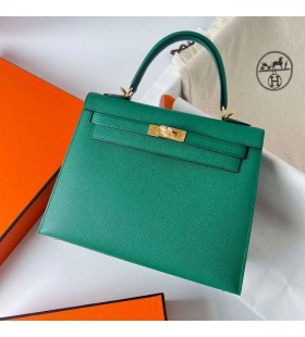 Kelly Epsom U4 Aksamitna Okucia z zielonego ZÅota Ghw 25 cm CaÅkowicie RÄcznie