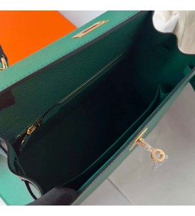 Kelly Epsom U4 Aksamitna Okucia z zielonego ZÅota Ghw 25 cm CaÅkowicie RÄcznie