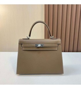 Kelly Epsom Ck18 Etoupe Szaro-Srebrny Okucia 25 cm CaÅkowicie RÄcznie Phw