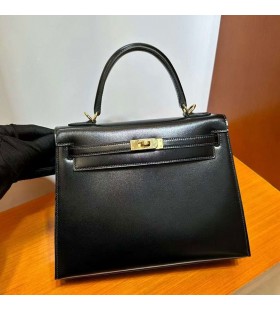 Kelly Box Ck89 Black Gold Hardware 25cm Full Handmade Ghw