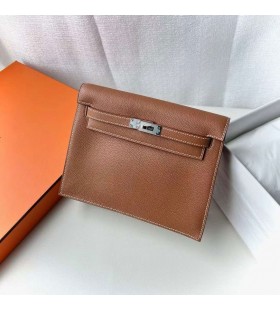 Torebki Kelly danse Evercolor Ck37 ZÅ‚oto-BrÄ…zowa Srebrna Okucia 22cm CaÅ‚kowicie RÄ™cznie Phw