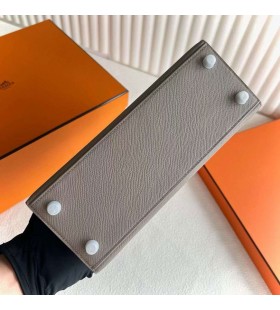 Kelly Epsom M8 Średnio-szary Srebrny Okucia 25 cm Całkowicie Ręcznie Phw