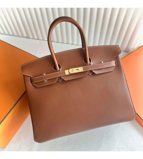 Birkin Barenia Cc34 Podstawowy kolor ZÅoto-BrÄ
zowy Okucia ze ZÅota 35 cm CaÅkowicie RÄczna Robota Ghw