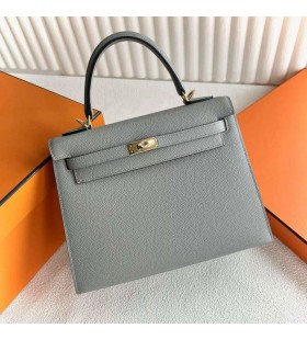 Kelly Epsom 4Z Gull grey Gold Hardware 25cm Full Handmade Ghw