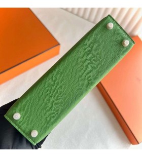 Mini Kelly Epsom A8 Grass zielono-ZÅ‚ote Okucia 19 cm CaÅ‚kowicie RÄ™cznie Ghw